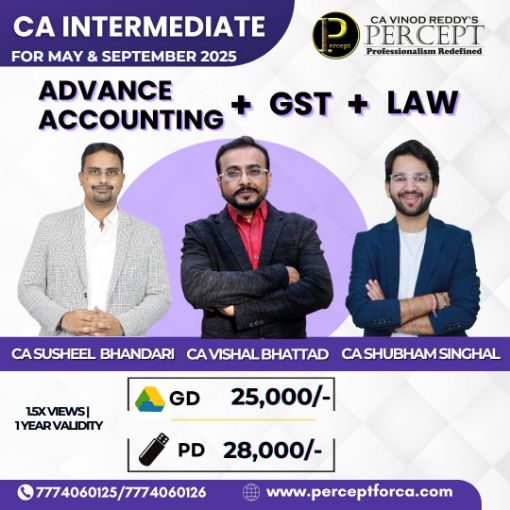 Picture of Advanced Accounting + GST (IDT) + Law -  by CA Susheel Bhandari , CA Vishal Bhattad , CA Shubham Singhal