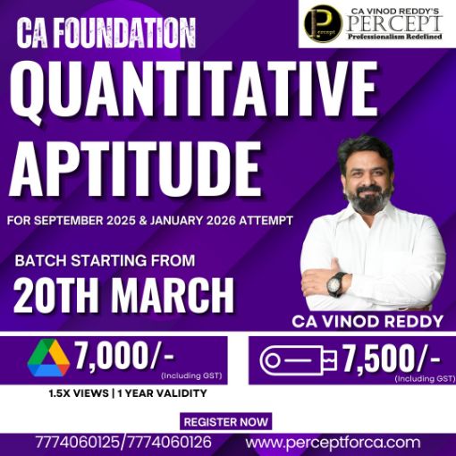 Picture of CA Foundation Quantitative Apptitude For Sep 25 & Jan 26 by CA Vinod Reddy